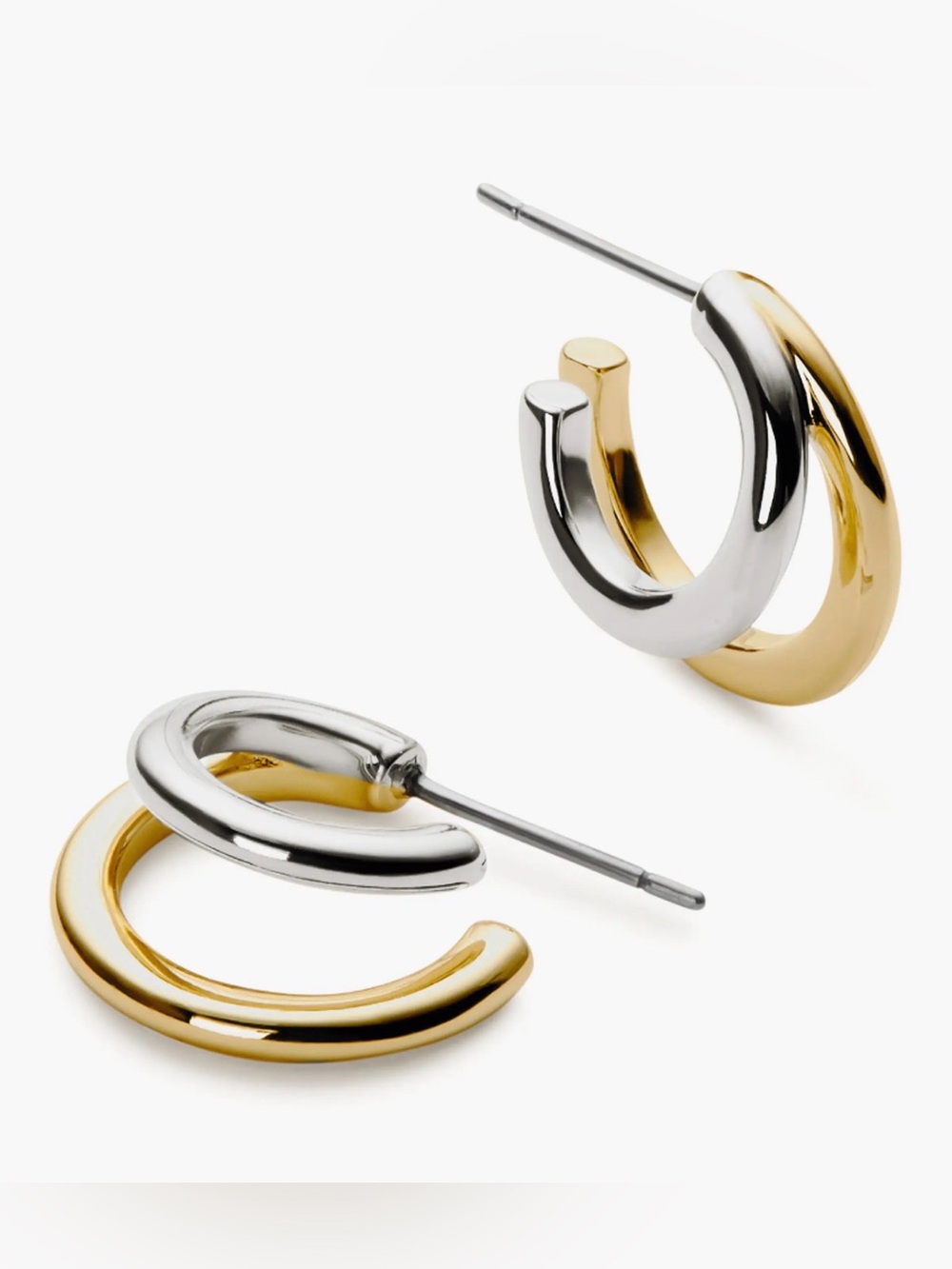 ana luisa Scarlett Two Tone Two-Tone Hoop Earrings in Gold & Silver NWT